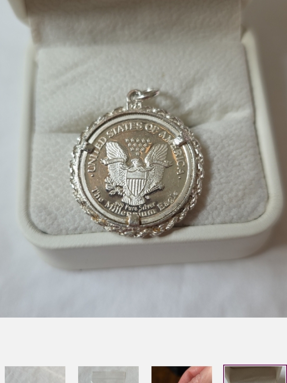 NWOT 2000 Walking Liberty Sterling Silver Coin Pendant - Picture 4 of 7